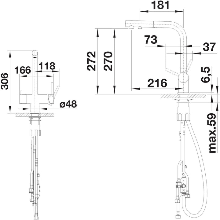 Tafelwasseranlage 10 L/h – BieTal® Wasserspender mit Sprudelwasserfunktion, Festwasseranschluss, Bla