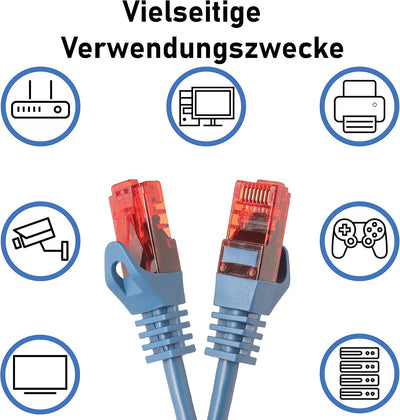 BIGtec - 10 Stück - 25m Gigabit Netzwerkkabel Patchkabel Ethernet LAN DSL Patch Kabel blau (2x RJ-45