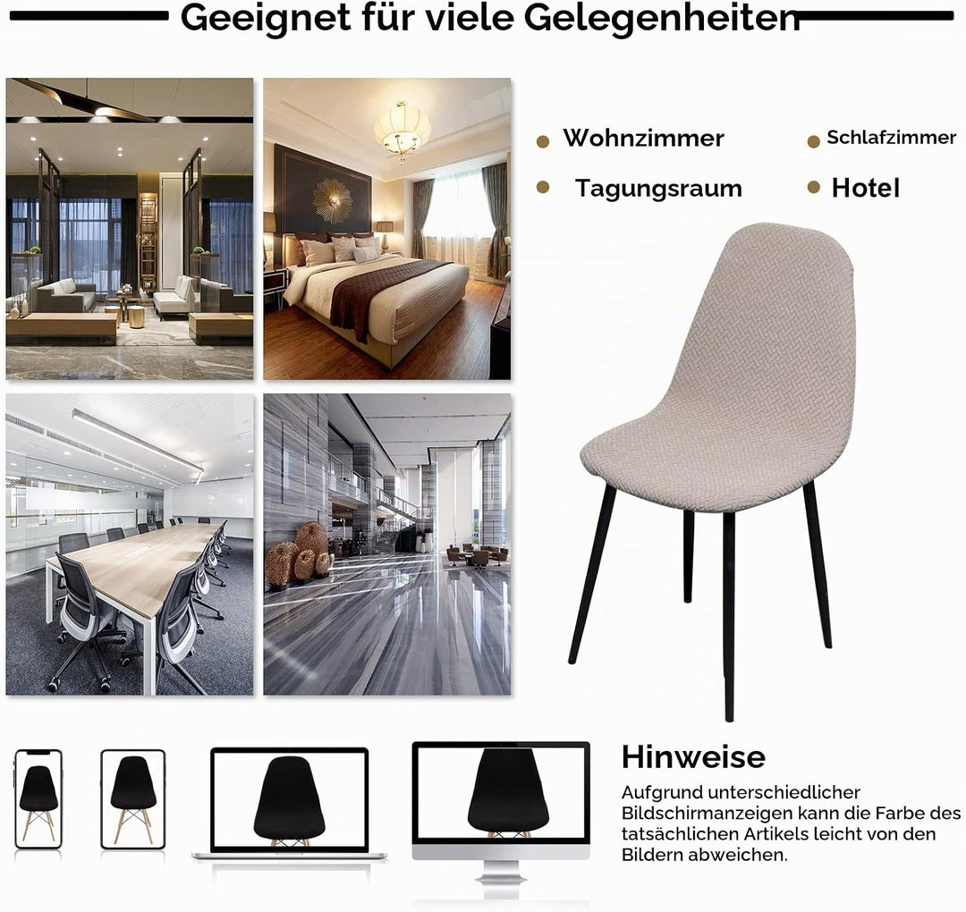 Lydevo Stuhlhussen 6er Esszimmer Strech Stuhlhussen für Esszimmerstühle Universal Waschbar Bezug Stu