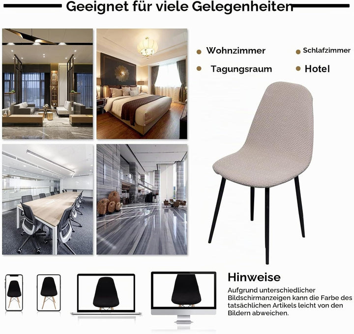 Lydevo Stuhlhussen 4er Esszimmer Strech Stuhlhussen für Esszimmerstühle Universal Waschbar Bezug Stu
