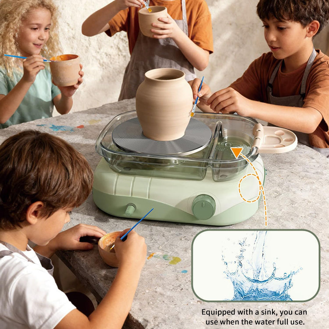 Elektrisch Töpferscheibe, 200R/min Pottery Wheel, 17.5cm Drehteller Tonmaschine mit Waschbecken und