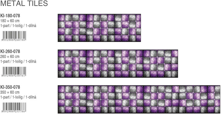 DIMEX Küchenrückwand Folie selbstklebend METALLFLIESEN | Klebefolie - Dekofolie - Spritzschutz für K