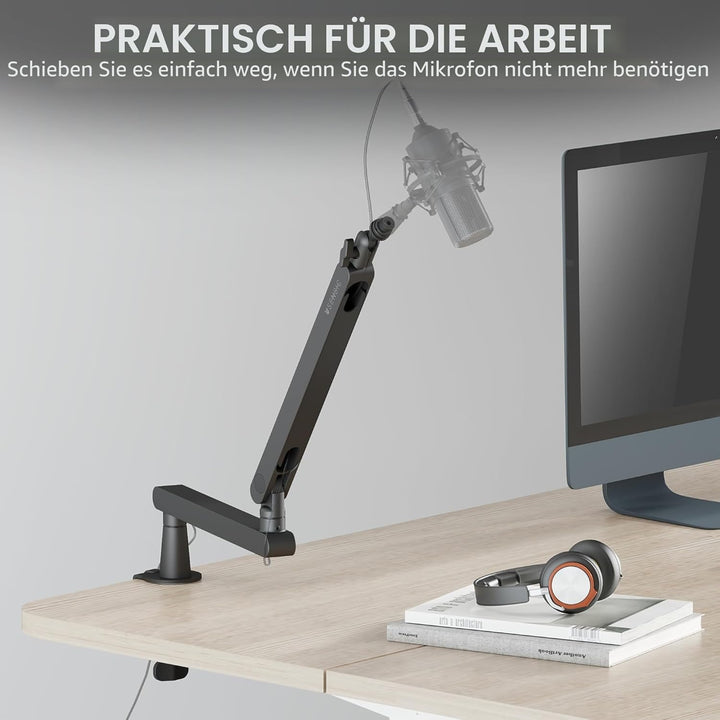 SENSIC SA-30 LP Low Profile Mikrofonständer Tisch mit 360° drehbarem Mikrofonarm, für Streaming mit