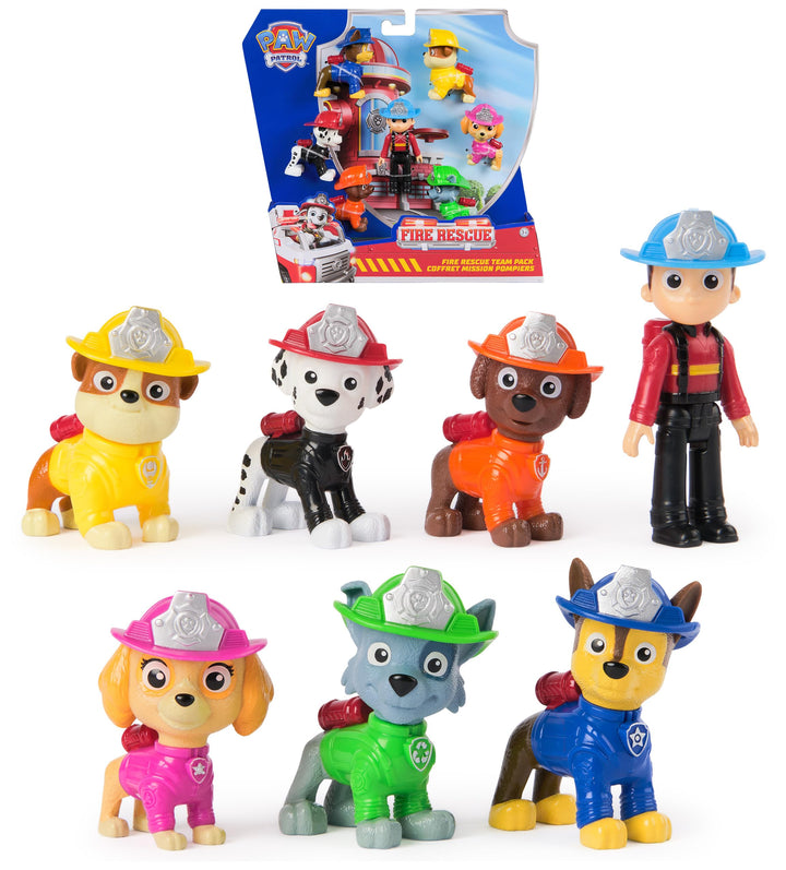 PAW PATROL Fire Rescue - Hundefiguren Geschenkset mit 7 Spielfiguren zum Sammeln, Spielzeug für Kind