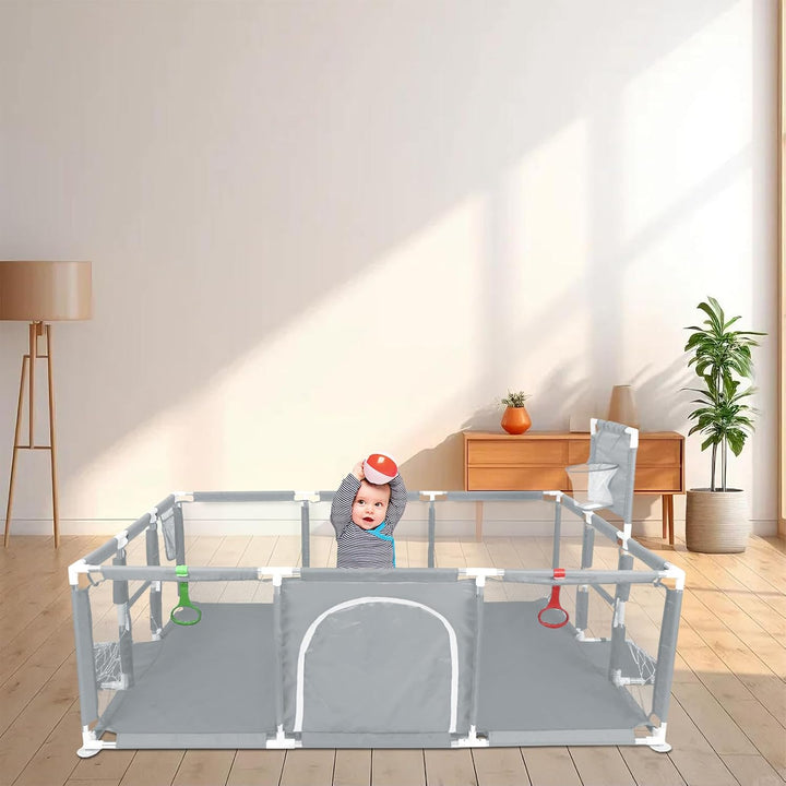 Laufgitter für Kinder mit Saugern, verbesserte Version 2025 Babygehege 300D Oxford-Gewebe, Aktivität