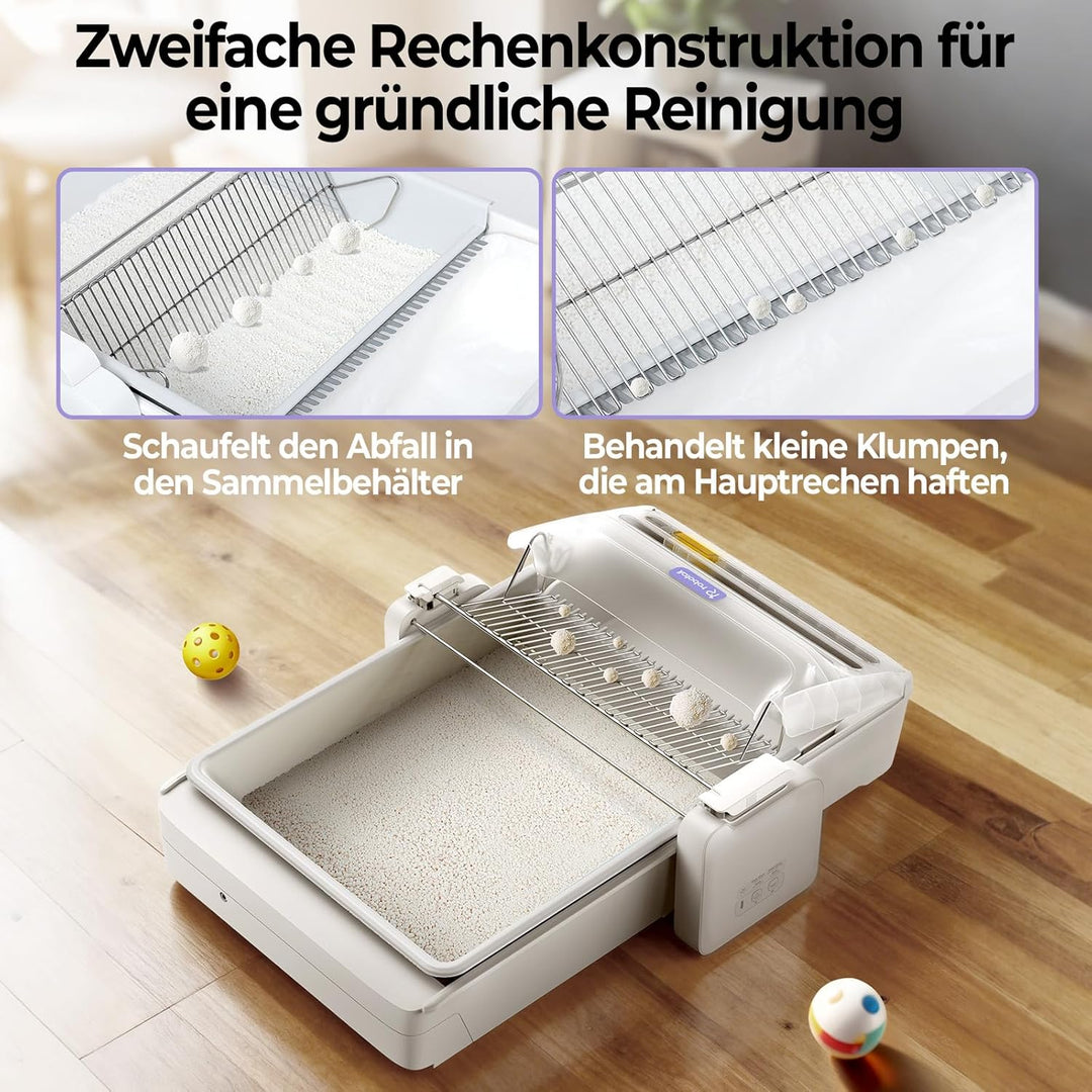 Selbstreinigende Katzentoilette Katzenklo Selbstreinigend Offen, Extra Grosse Platz Automatisches El