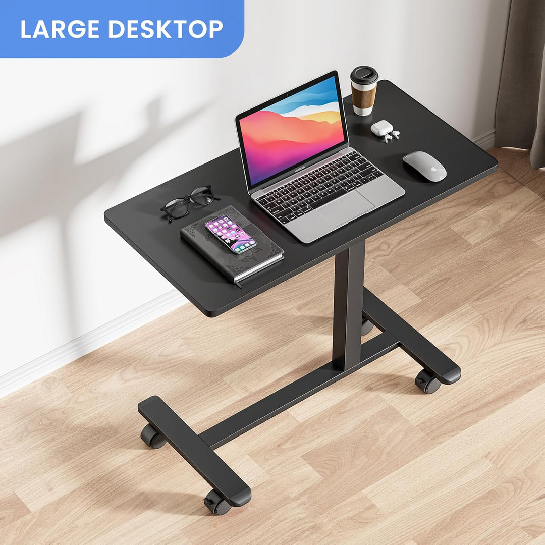 Dripex Beistelltisch mit Rollen Laptoptisch Höhenverstellbar Schreibtisch aus Holz, Sofatisch Nachtt