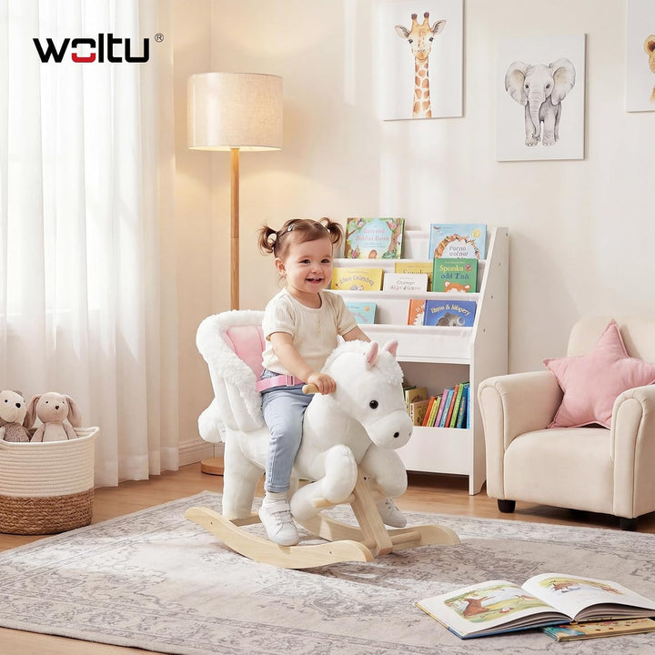WOLTU Schaukelpferd Baby Schaukeltier Schaukelsitz Plüsch Schaukelspielzeug mit Gurt,PP-Baumwolle, W