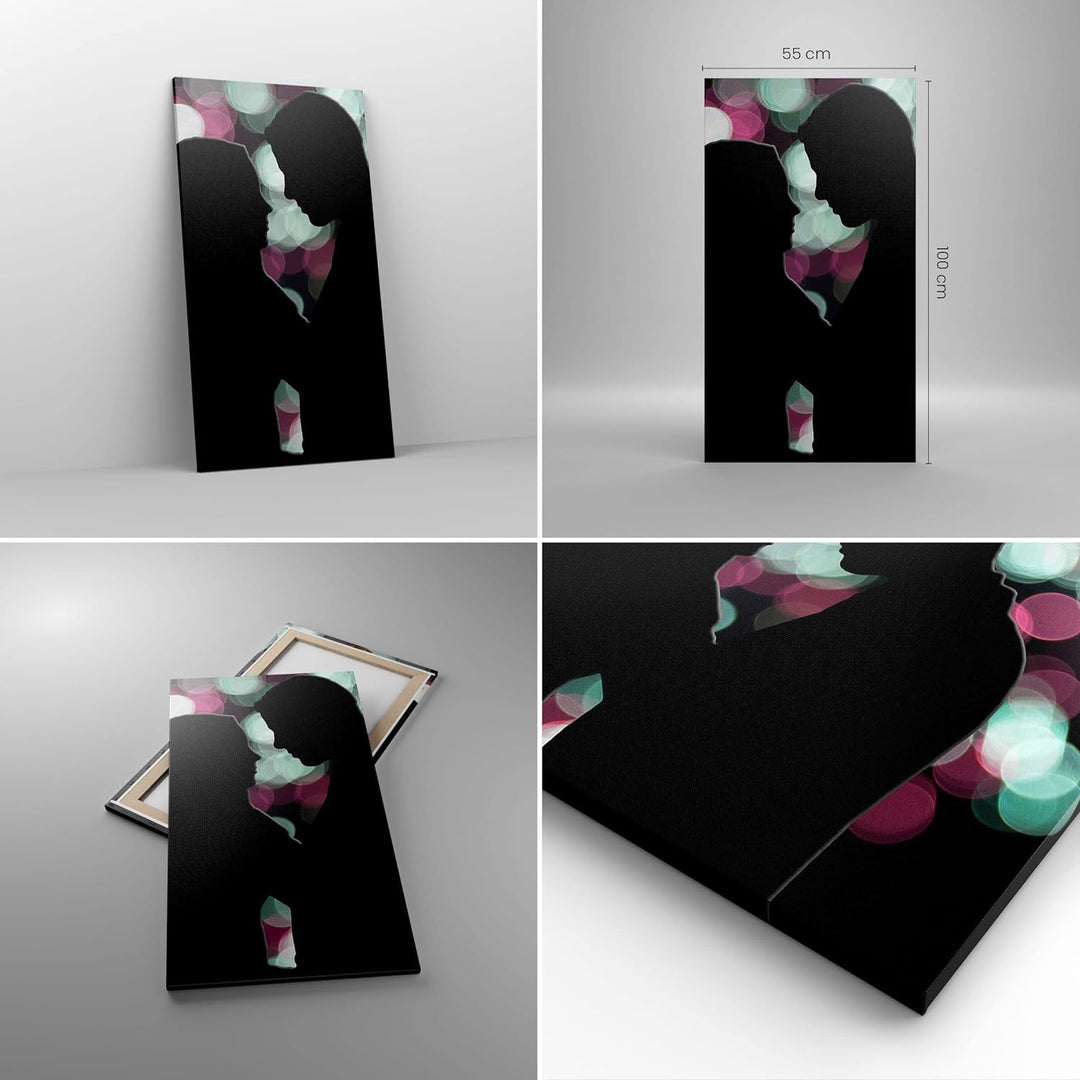 Bilder auf Leinwand 55x100cm Leinwandbild mit Rahmen Paar Liebe Beziehung Gross Wanddeko Bild Schlaf