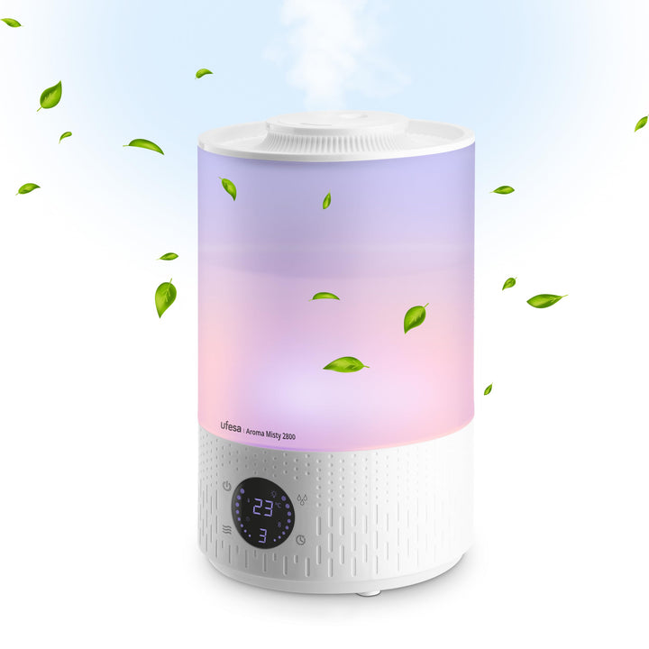 Ufesa Aroma Misty 2800 Luftbefeuchter 200ml/h, Ultra Silent, Aromatische Öle, 35m2, Digital, Timer,