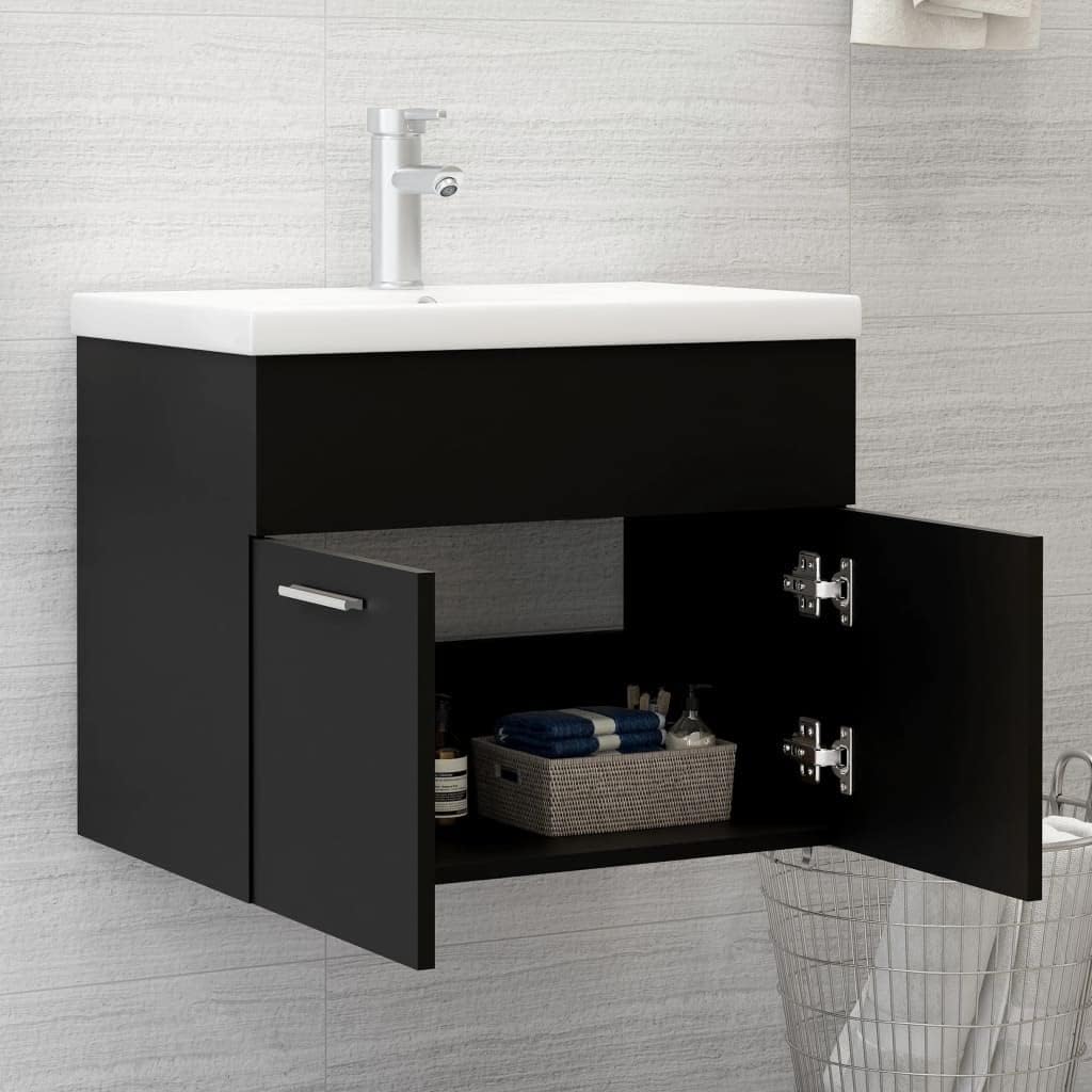 WIFESE Waschbeckenunterschrank Schwarz 60x38,5x46 cm Holzwerkstoff Waschtischunterschrank Badezimmer