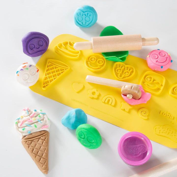 roba x Play-Doh Kompaktes Spielset - FSC-Holzwerkzeuge, 6 Knetdosen &amp; Schürze - Nachhaltiges, spielf