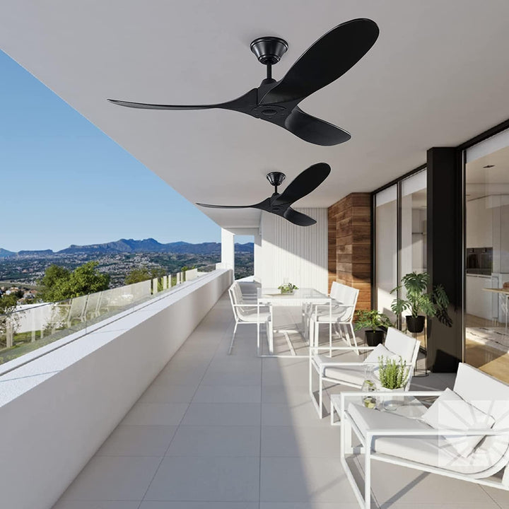 MSHENUED 132cm Schwarzer Deckenventilator ohne Licht, 52-Zoll-Deckenventilator für den Aussenbereich
