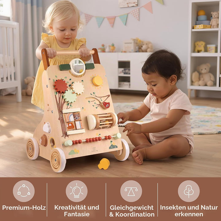Little Log Lauflernwagen aus Holz | 2-fach höhenverstellbar &amp; Geschwindigkeitsbremse, 9-in-1 Montess