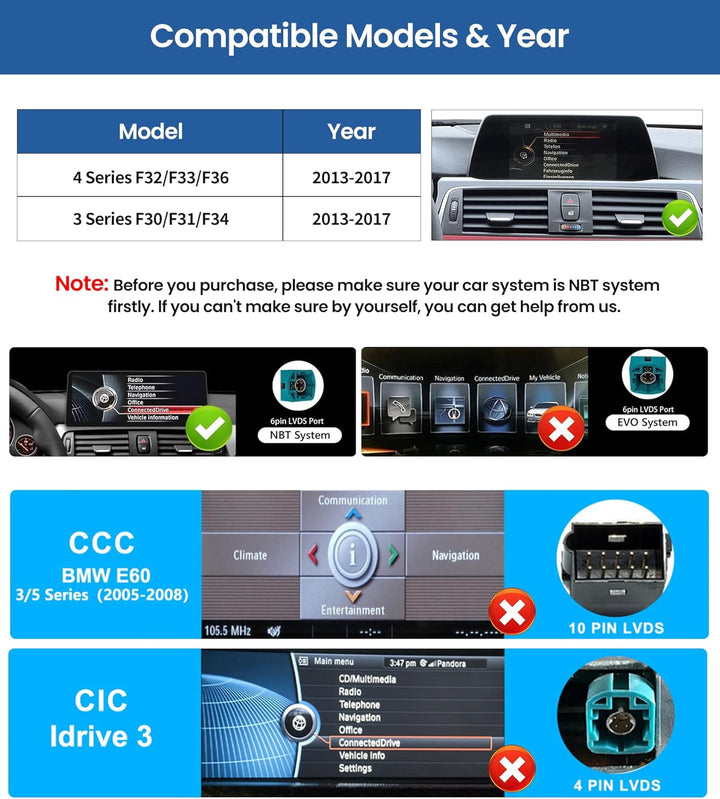 CAMECHO [8 Core 4+64G] Android 15 Qualcomm Autoradio für BMW Serie 3 4 F30 F31 F32 (2013-2017) für N