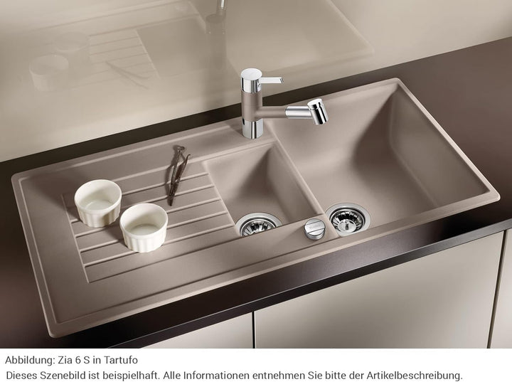 BLANCO ZIA 6 S | SILGRANIT cafe | Einbauart: Einbau von Oben | reversibel | mit Ablauffernbedienung