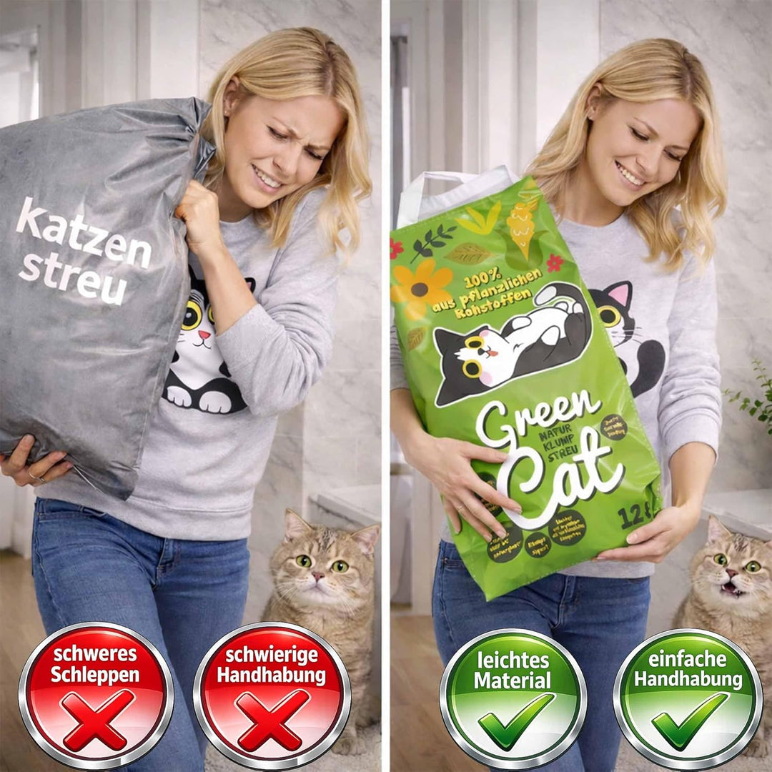 Greencat 2x12l = 24 l Katzenstreu Maisstreu klumpstreu Ökostreu Natursteu ohne Zusätze