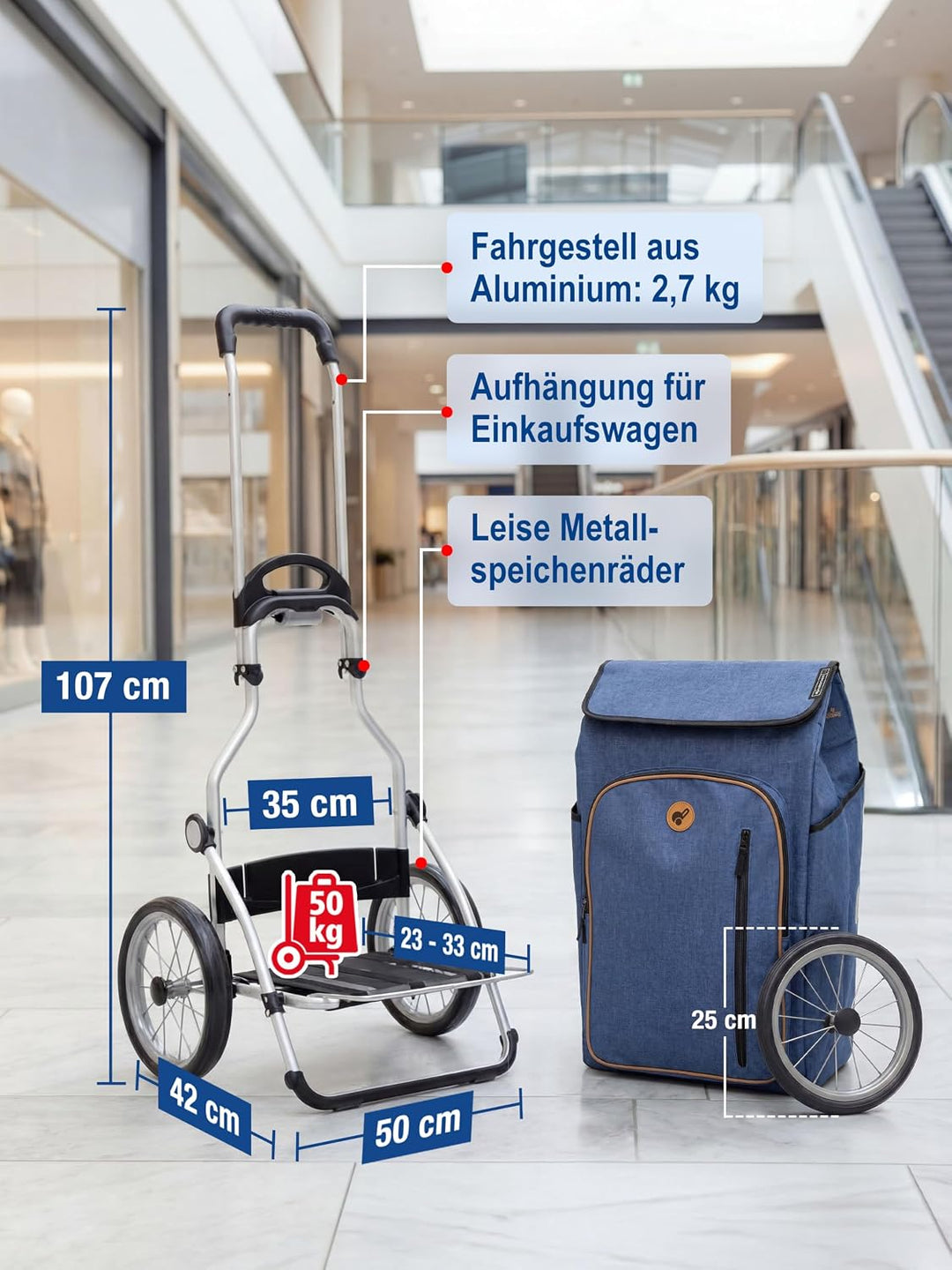 ANDERSEN Einkaufstrolley - Royal Shopper Folke blau 61 L Freizeit, Handwagen, Thermo, Aluminium, kla