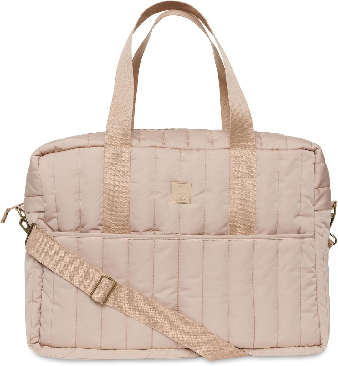 Jollein Wickeltasche Puffed Moos - Biscuit - Wasserabweisend - Kinderwagentasche - Babytasche Multif