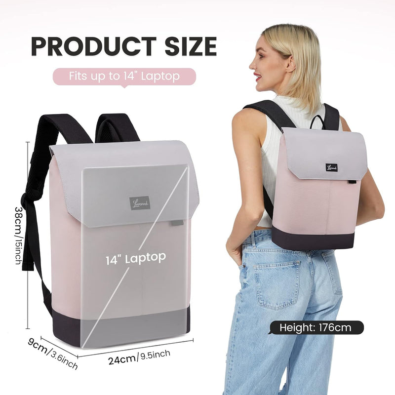 LOVEVOOK Rucksack Damen Klein, 14 Zoll Laptop Rucksack mit USB Ladeanschluss & Laptopfach, Kleiner W