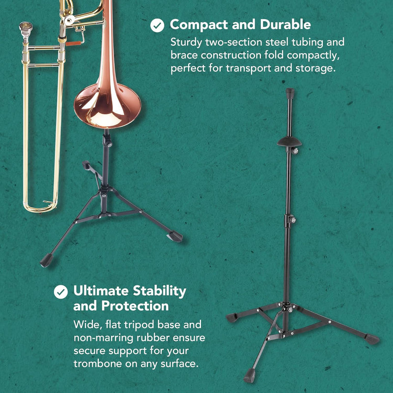 K&M 149/9 Posaunen- und Basstrompetenständer Schwarz - Faltbare Konstruktion - Höhe bis 86,5 cm flex