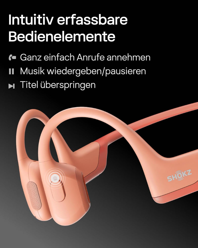 SHOKZ OpenRun Pro Knochenschall Kopfhörer, Open-Ear Kabellos Sport Kopfhörer mit Noise-Cancelling Mi