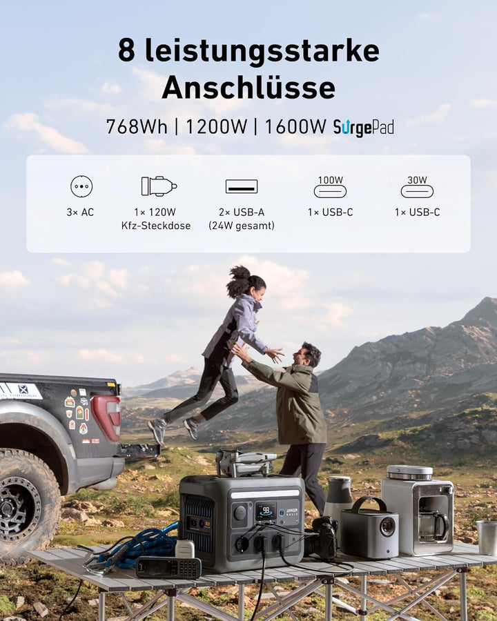 Anker SOLIX C800 Plus Tragbare Powerstation, 1200W (1600W Spitzenleistung) Solargenerator für Campin