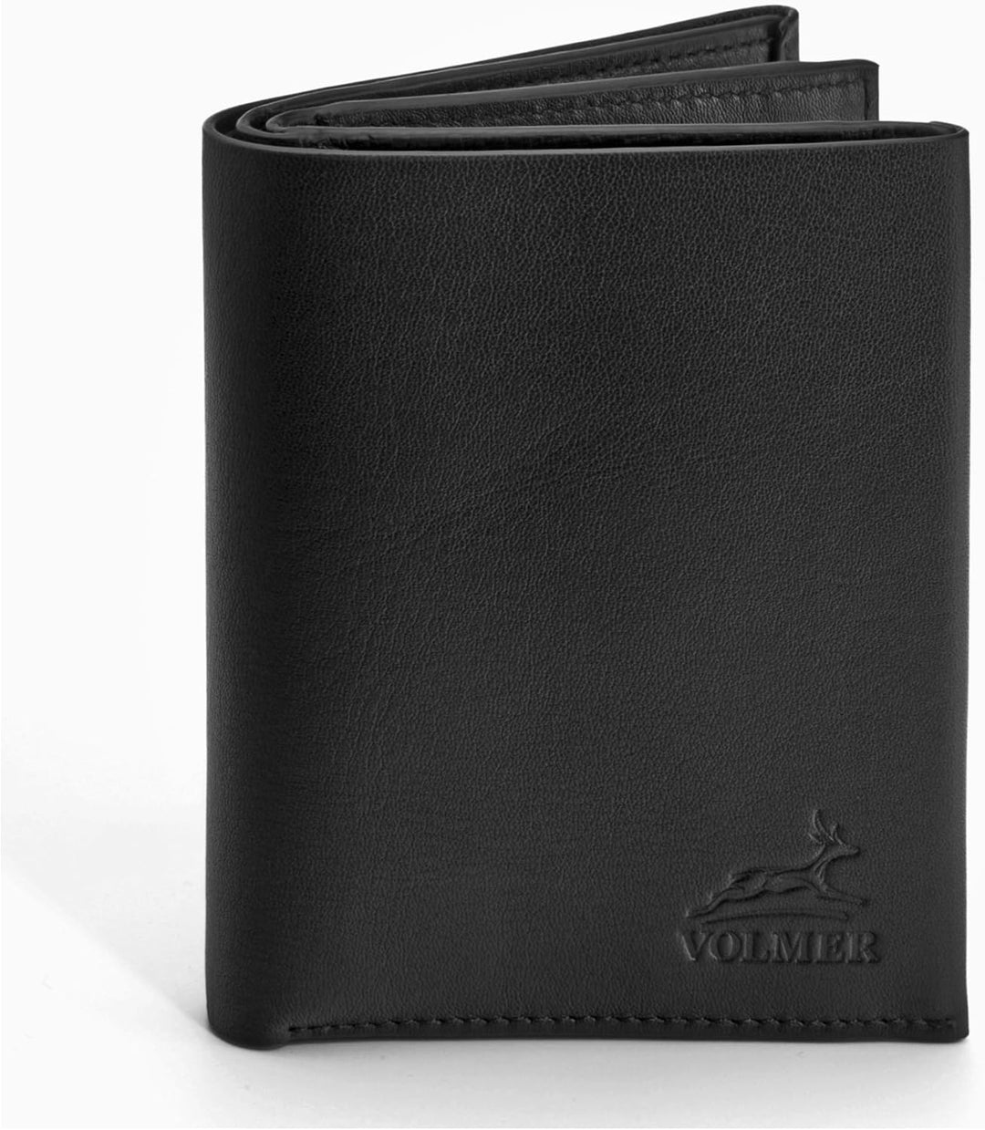 Fa.Volmer ® Schwarze Geldbörse aus echtem Leder für Herren und Damen im Hochformat I mit RFID Schutz
