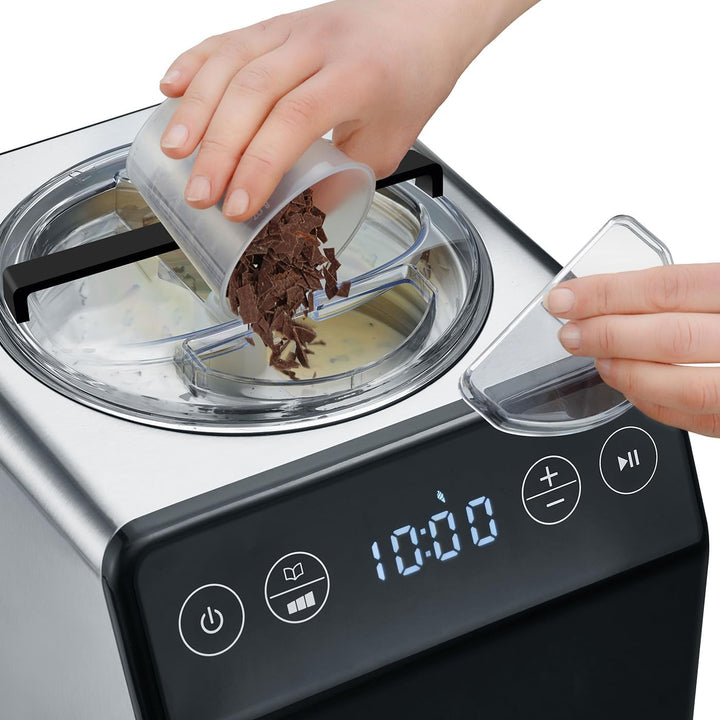 Graef Eismaschine IM700EU Edelstahl, mit Cream Control, Timer, Touch Display,Yoghurtfunktion, heraus