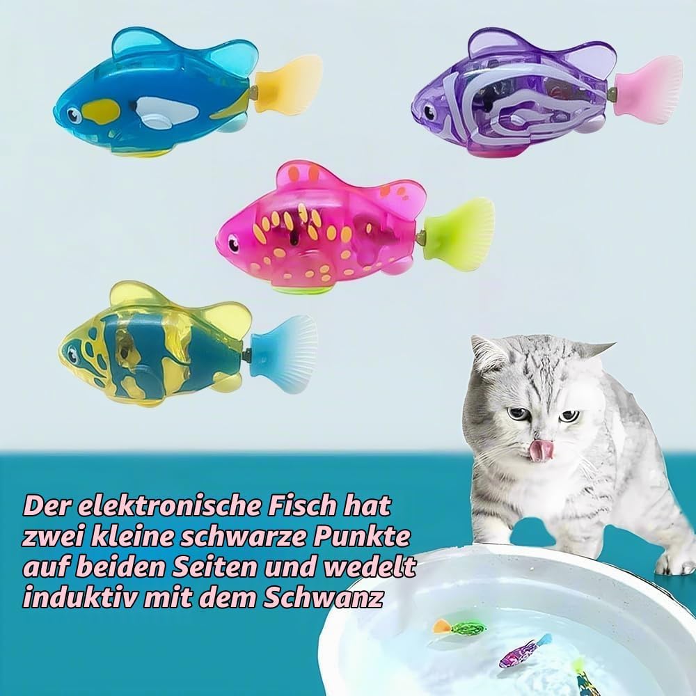 4PCS Elektronischer Haustier Fisch, Schwimmen Roboter Fisch Spielzeug für Katzen, Elektrisches Fisch