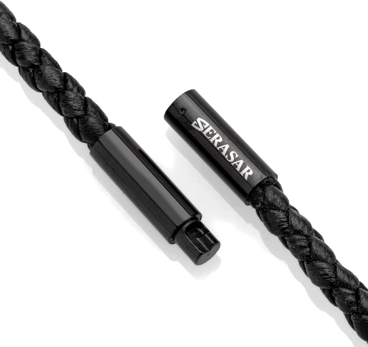 SERASAR Premium Leder Halskette Herren | Edelstahl Anhänger | Sicherer Verschluss | Drei Farben | In
