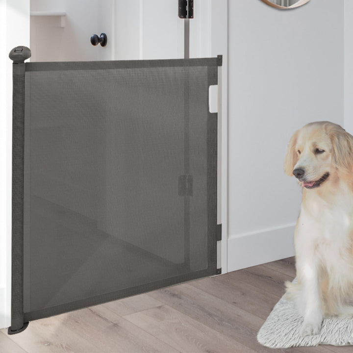 IDMarket - Einziehbares Schutzgitter für Haustiere 130 cm grau