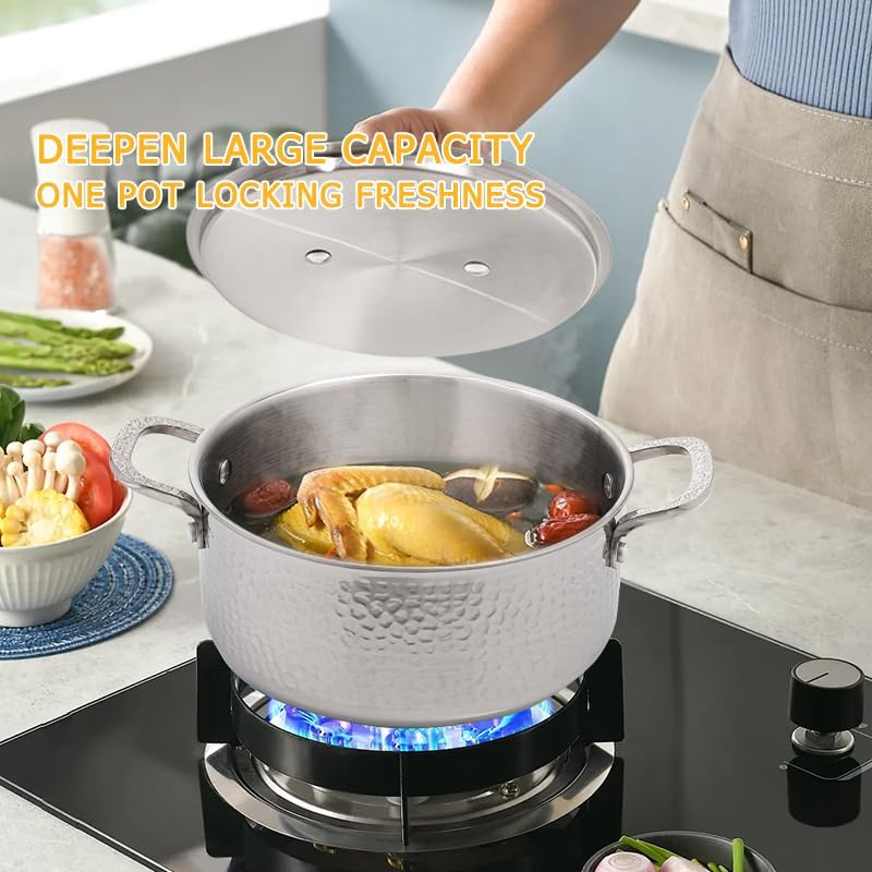 Edelstahl Kochtopf 4 Liter mit Deckel – 3-Schicht Induktionsboden, Suppentopf & Nudelkochtopf, Induk