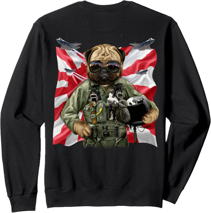 Mops als Kampfpilot mit japanischer Flagge Sweatshirt