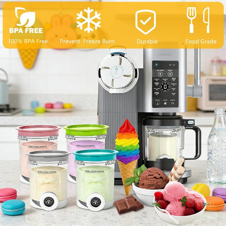 4 Stück Ninja Swirl Creami Behälter, SGZIOO 480 ml Behälter für Ninja Swirl Creami Kompatibel mit NC
