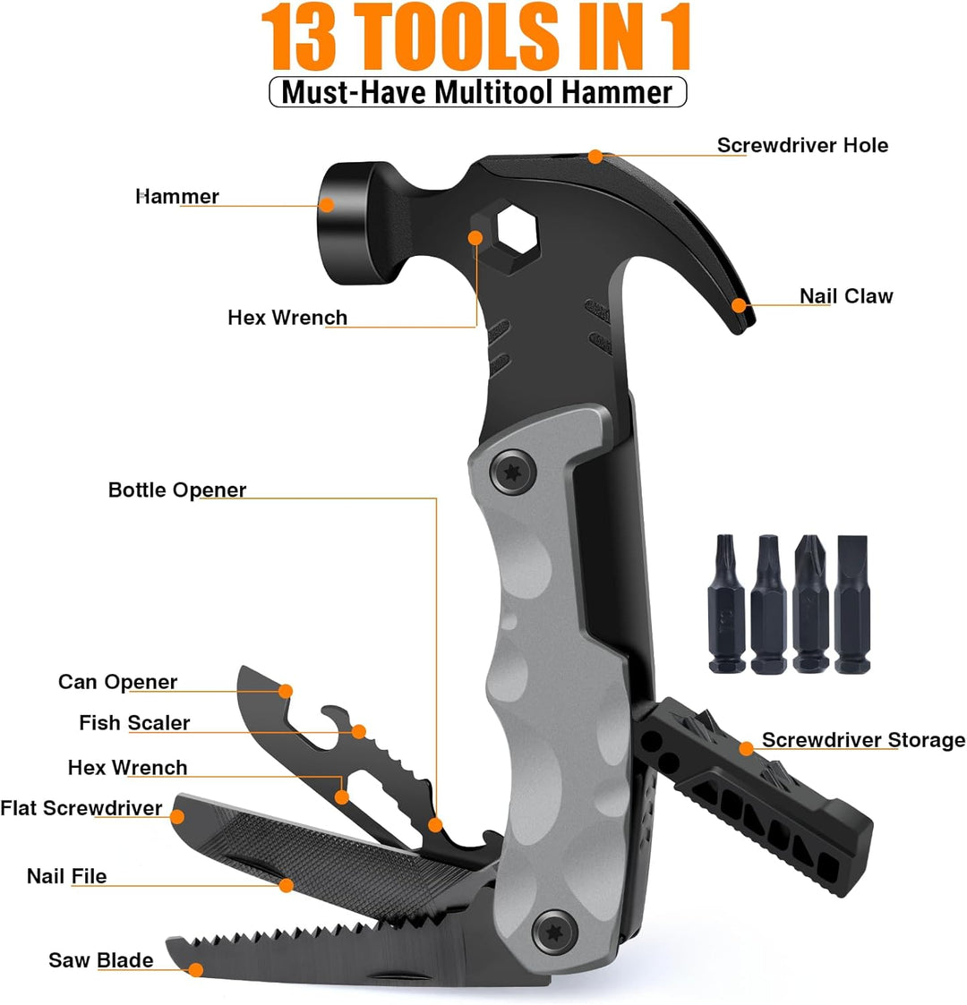 Camping Multitool – Geschenke für Männer &, Vater, Ehemann – 13-in-1 Multitool, Hammer, Flaschenöffn