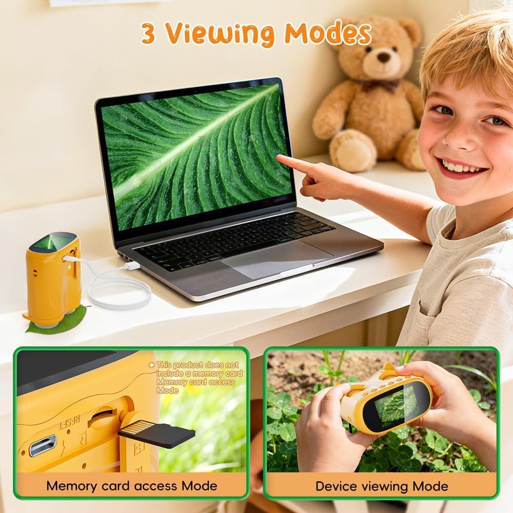 2-in-1 Digitales Mikroskop für Kinder und Teleskop, Temodu 4K 2.0" Bildschirm, 1000X USB tragbares T