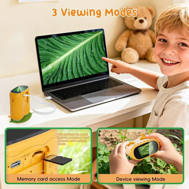 2-in-1 Digitales Mikroskop für Kinder und Teleskop, Temodu 4K 2.0" Bildschirm, 1000X USB tragbares T
