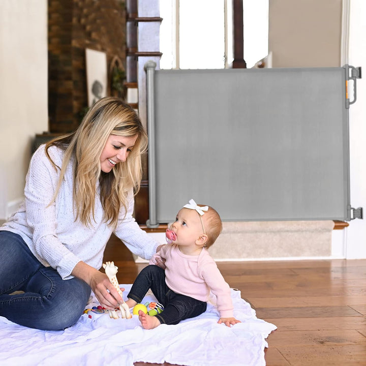 Momcozy Treppenschutzgitter Ausziehbare für Babys (Aktualisiert), 0-140 cm, 83 cm Hoch Baby Absperrg