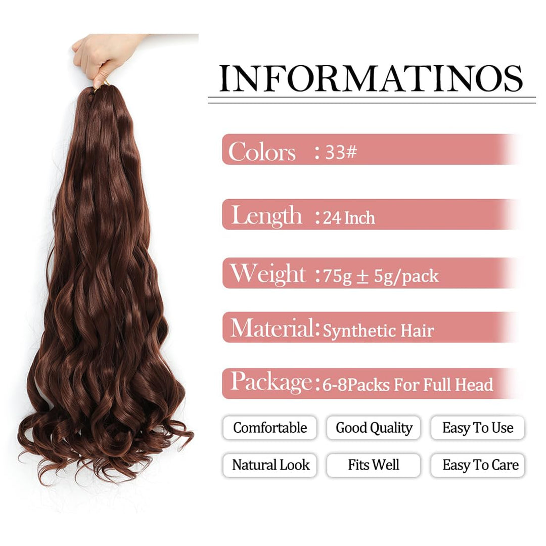 WoWCFyyds 8 Packs French Curl Braiding Hair 24 Inch Loose Wave Spiral curly braiding hair extensions
