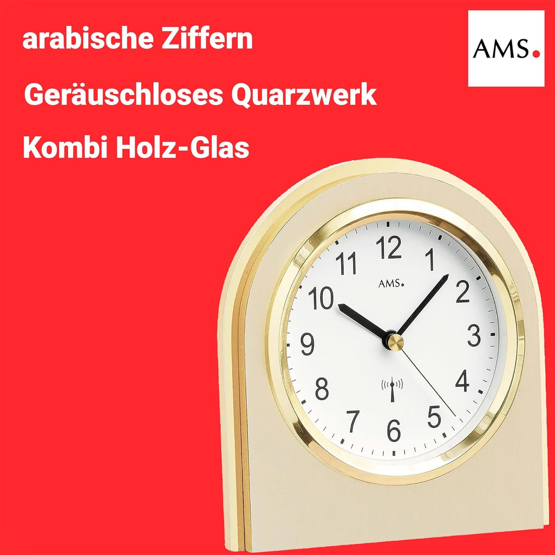 AMS 5197 Tischuhr Design, 13 x 13 x 6 cm