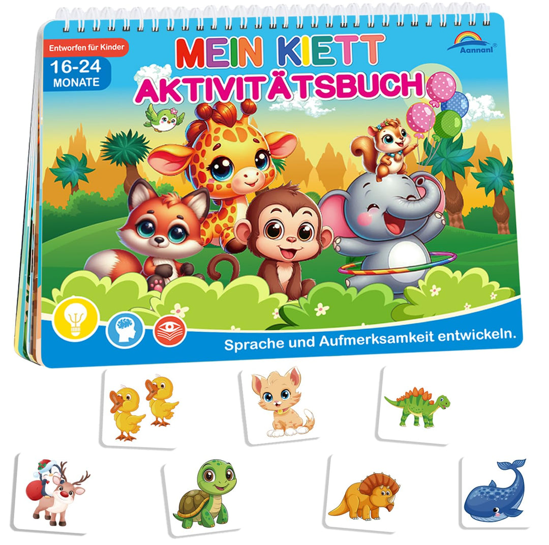 Montessori Spielzeug Book ab 3 4 Jahr,Busy Book für Kinder mit Klettverschluss-Aufklebern,14 Themenb