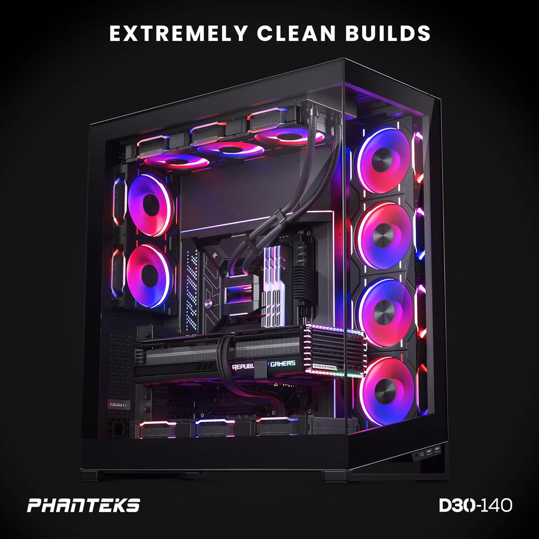 Phanteks D30 PWM Regular Airflow, D-RGB Lüfter, 3er Pack - 140mm, schwarz Standard x3 Black, Standar
