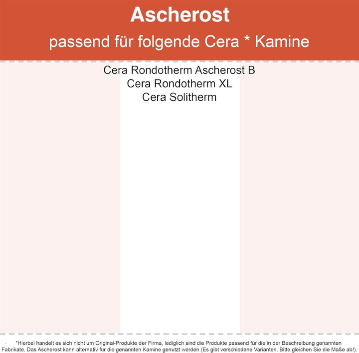 Kaminrost/Ascherost Eckig 160 x 150 x 10 mm passend für Cera ** Kaminöfen inkl. Modellübersicht - As