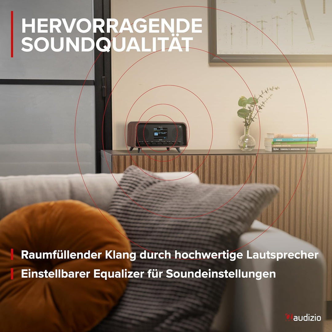 Audizio Desio - DAB Radio mit Bluetooth 5.0 - Stereo DAB Plus Radio mit Fernbedienung, 50 Speicherpl