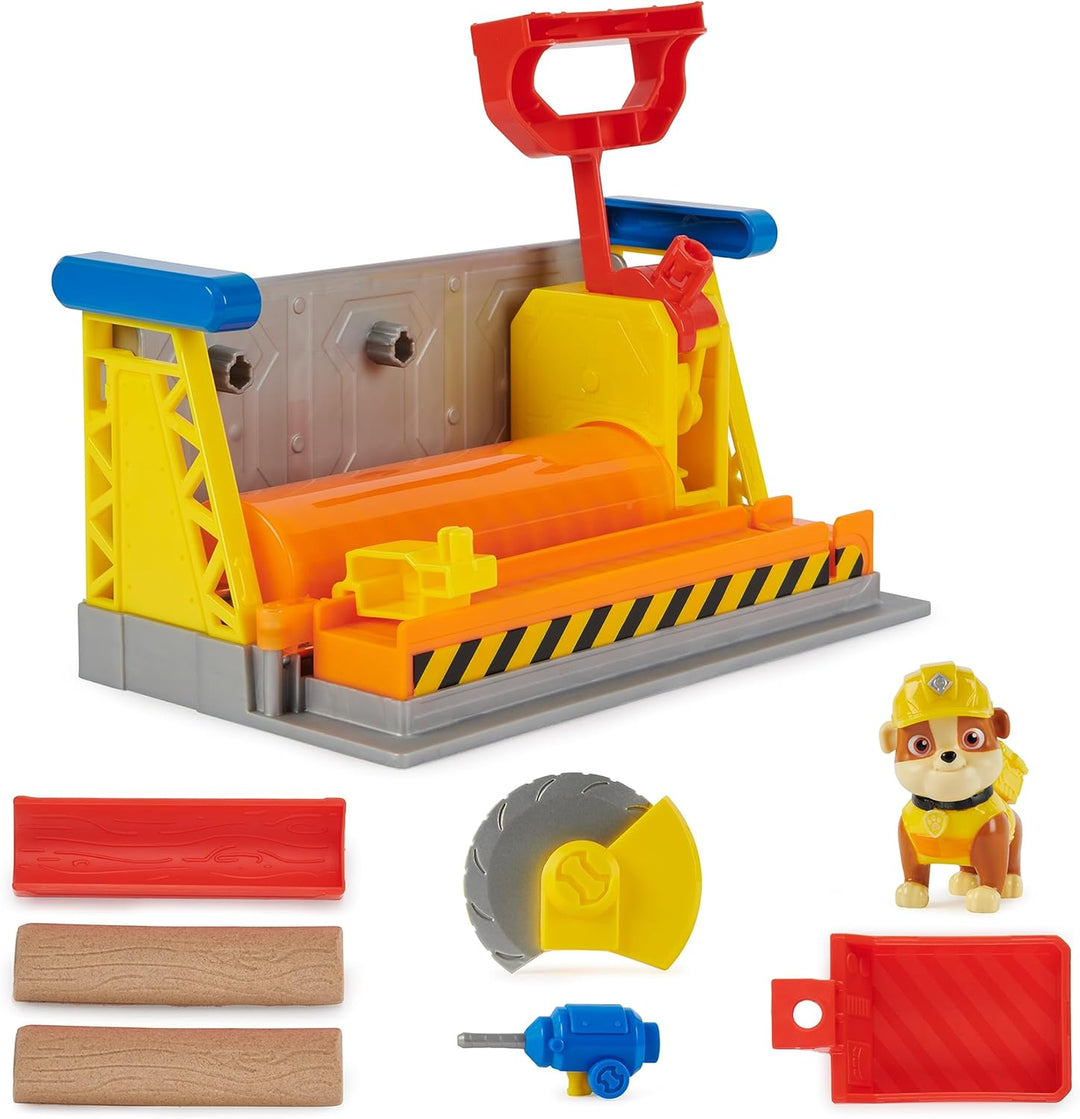 Rubble & Crew - Werkstatt Spielset mit 2 Werkzeug-Aufsätzen, 1 Rubble Hundefigur, 85g Kinetic Sand B