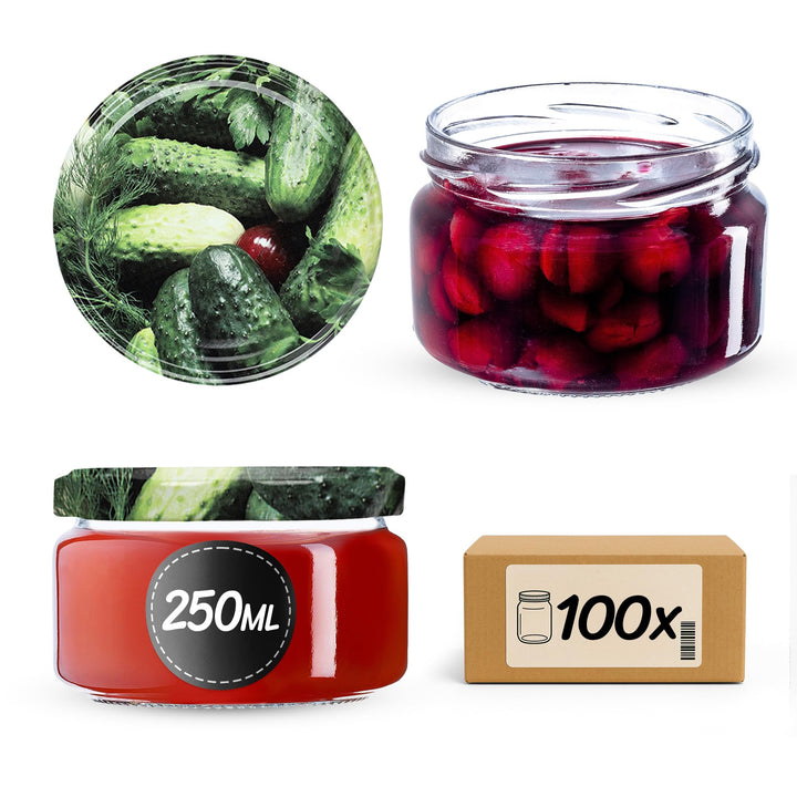 KADAX 100er Set Einmachgläser 250ml TO82 Gurken, Marmeladengläser Vorratsgläser Mason Jar mit Schrau