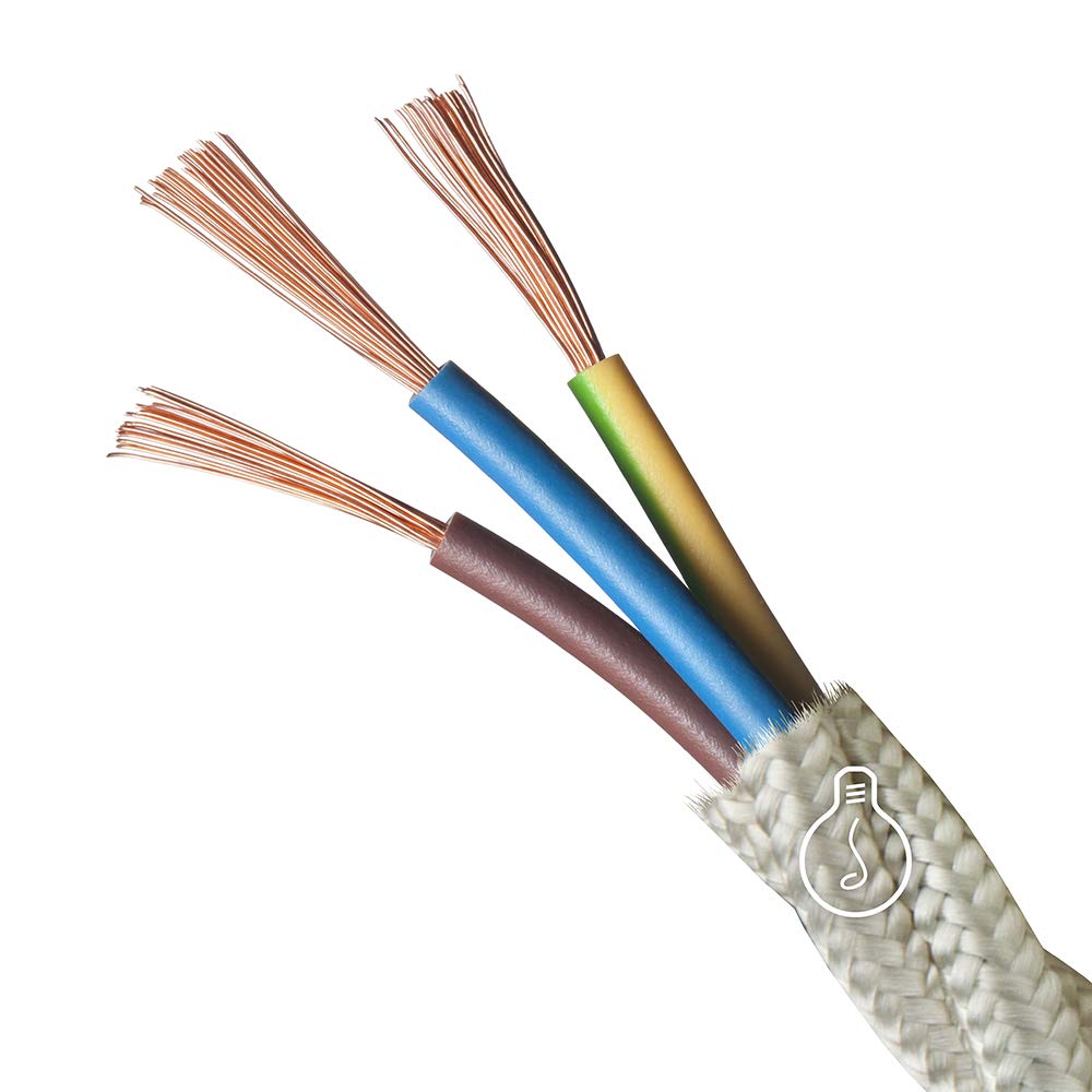 Amarcords - Textilkabel für Lampen BEIGE, geflochten, Leinen, 5 Meter, mit Erdung 3x0,75 - Stoffkabe