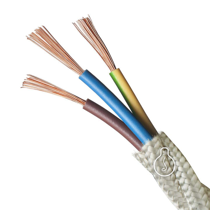 Amarcords - Textilkabel für Lampen BEIGE, geflochten, Leinen, 5 Meter, mit Erdung 3x0,75 - Stoffkabe