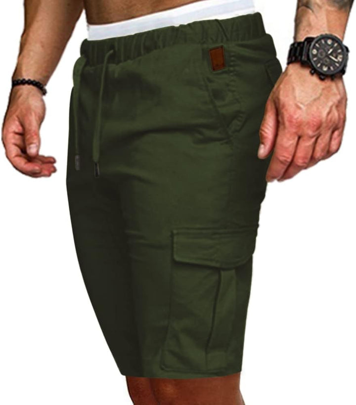 Cindeyar Herren Shorts Sommer Chino Jeans Kurze Hosen Stretch Jogger Cargo Shorts Slim-Fit M 175grün